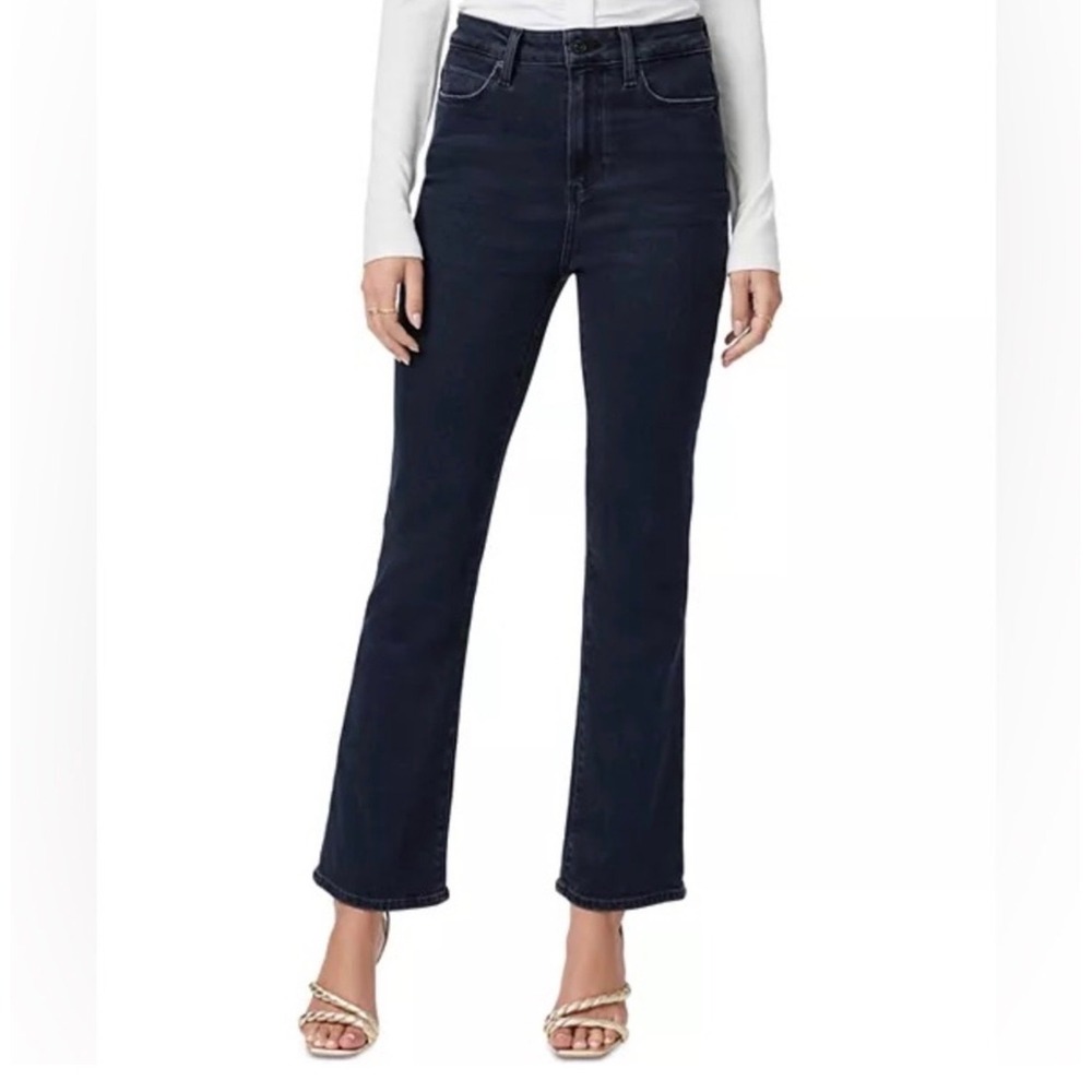 Paige Claudine Ankle Flare Jeans High Rise Dark Wash Aster Blue Size 25